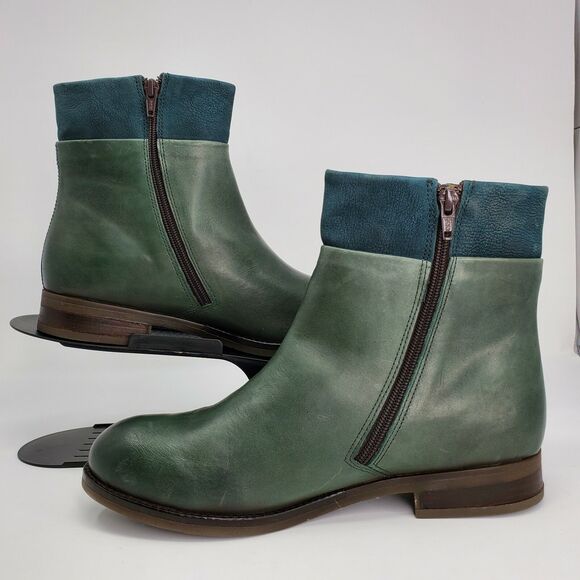 New Fly London Abys Petrol Green Leather Zip Up Ankle Boot EU 37 US 6-6.5 - Picture 3 of 5